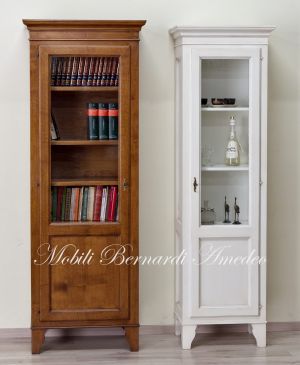 Vetrina libreria realizzata in legno massello di noce ad 1 anta